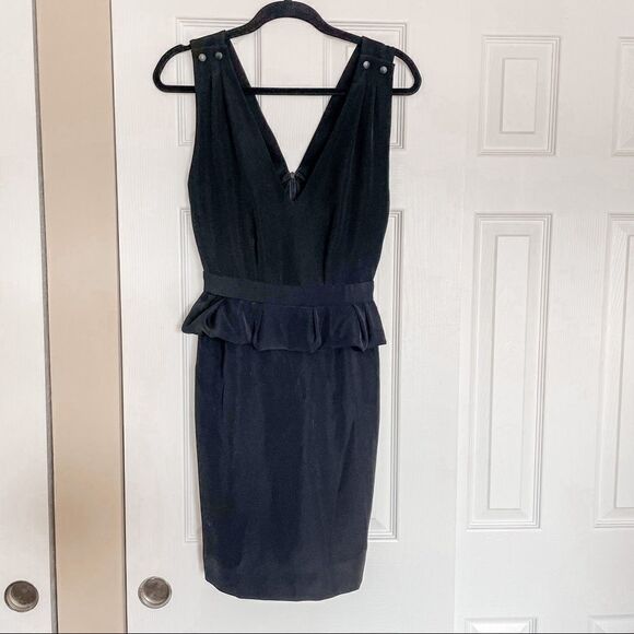 Maje Structured Peplum Dress Black 2 - Picture 9 of 13